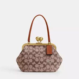 NWT - Coach Kisslock Frame Bag 16 In Crystal Signature Jacquard